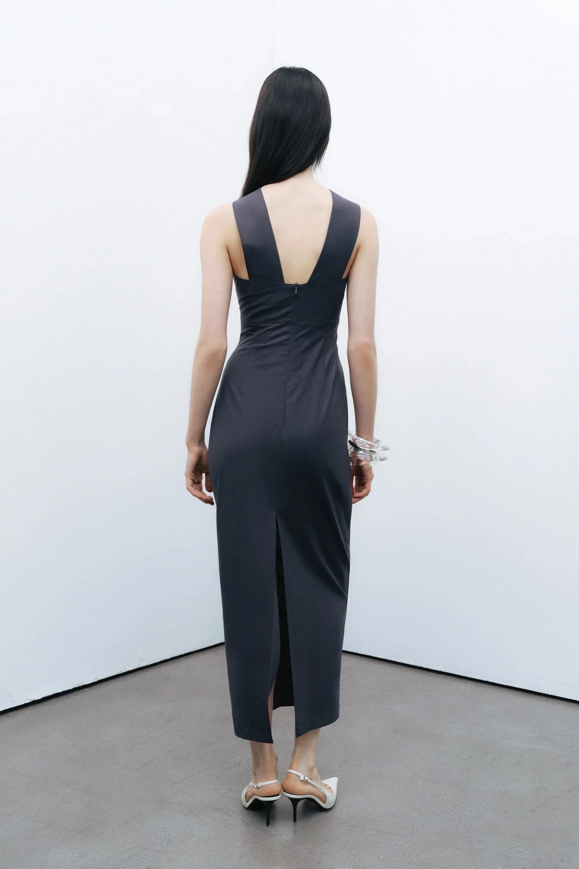 Window Detailed Midi Dress