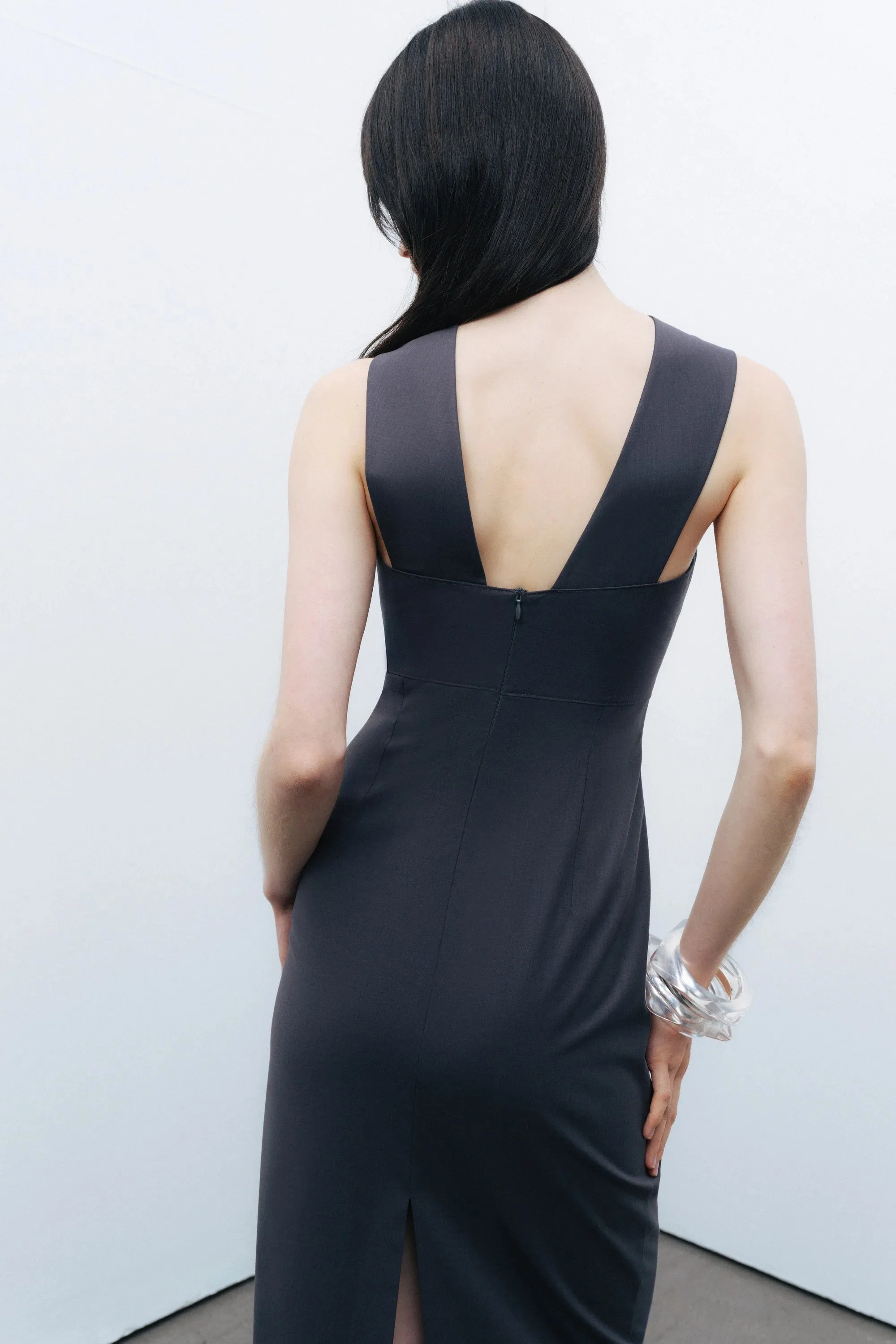 Window Detailed Midi Dress
