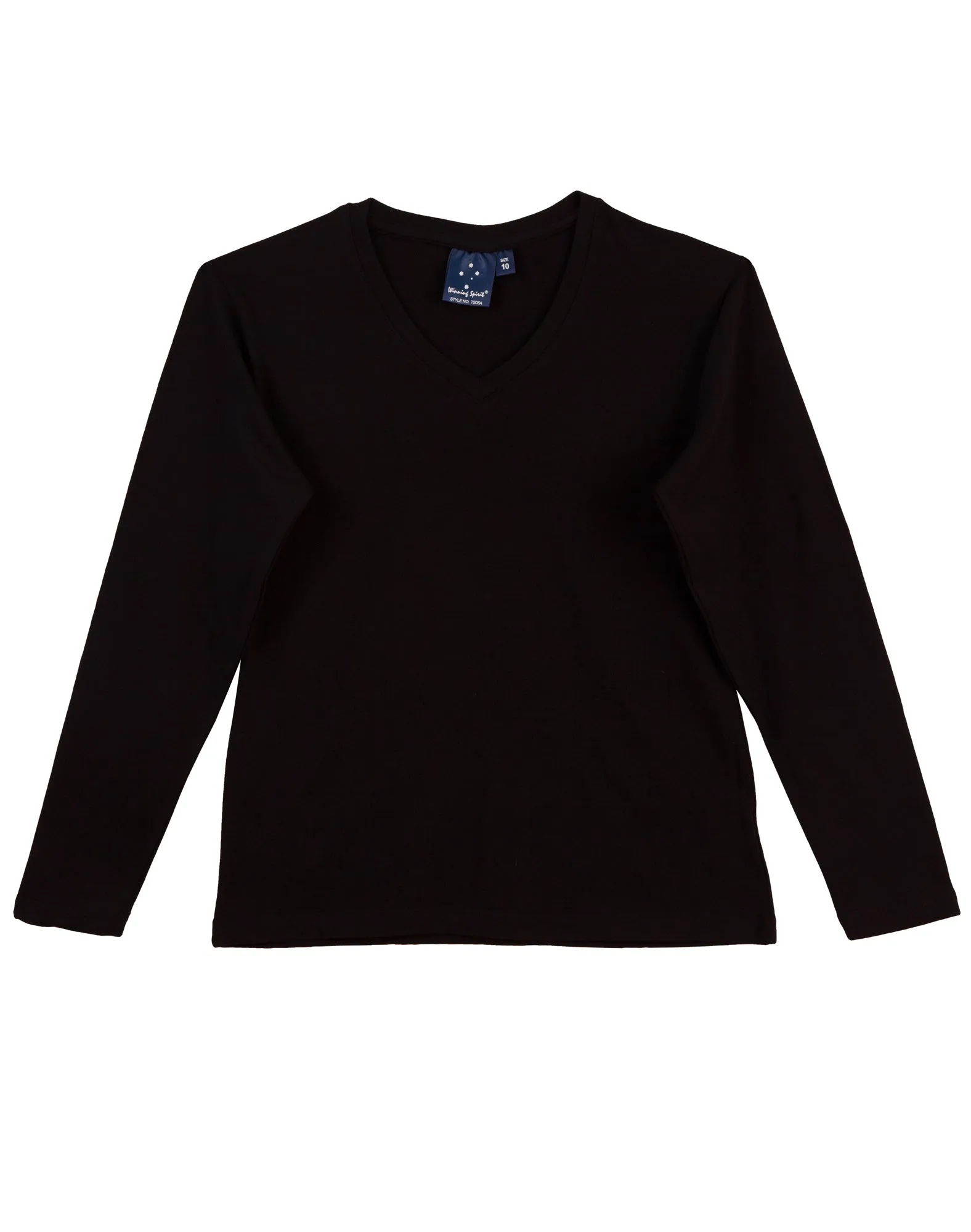 Winning Spirit Ladies' Cotton Stretch V-Neck Long Sleeves Tee Shirt (TS05A)