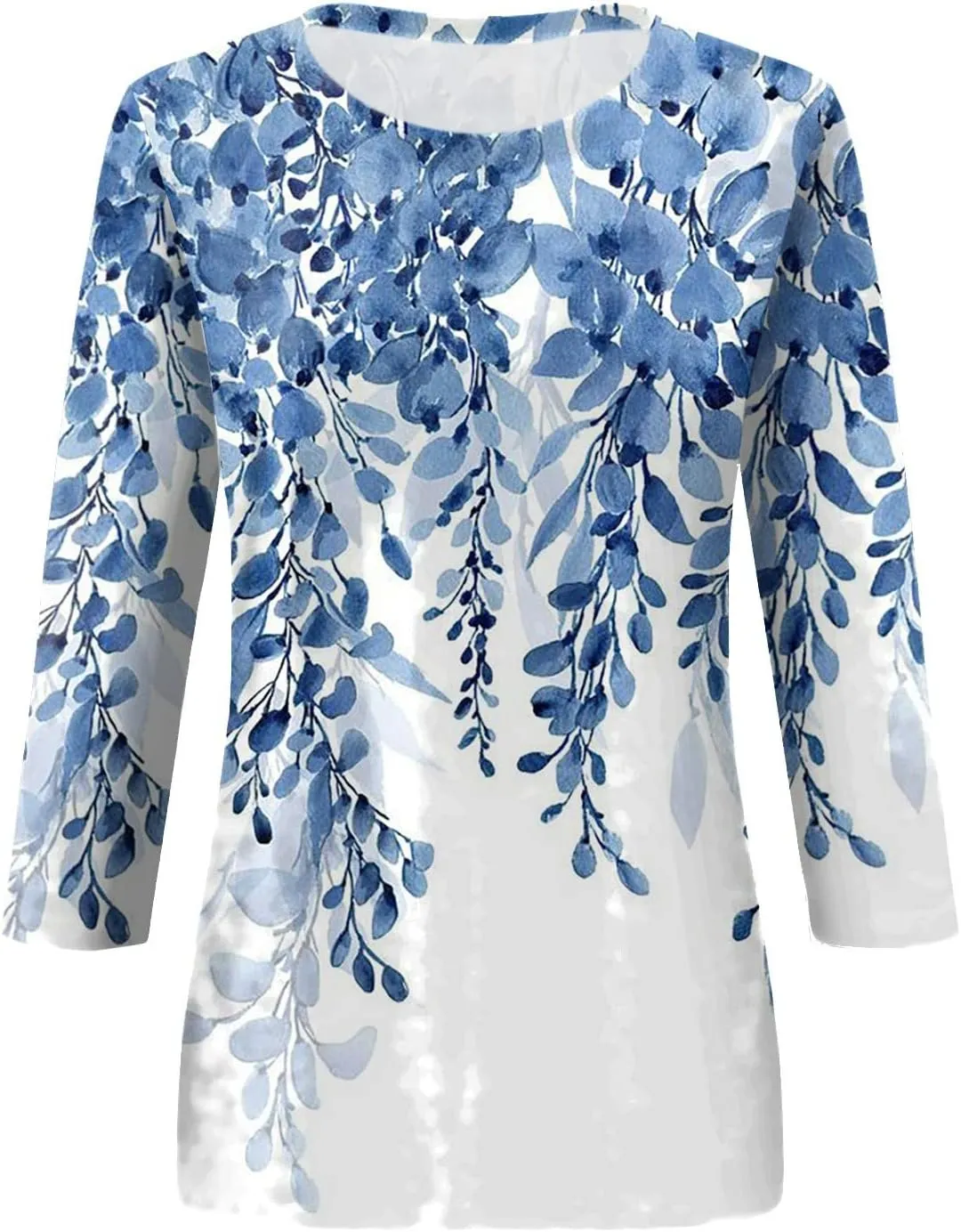 Women's 3/4 Length Sleeve Tops Cute Print Graphic Tees Blouses Casual Plus Size Basic Tops Pullover Tops