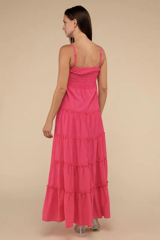 Zenana Woven Smocked Top Tiered Cami Maxi Dress